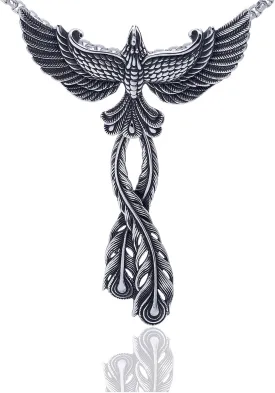 Xusamss Punk Titanium Steel Animal Phoenix Pendant Necklace,24inches Chain