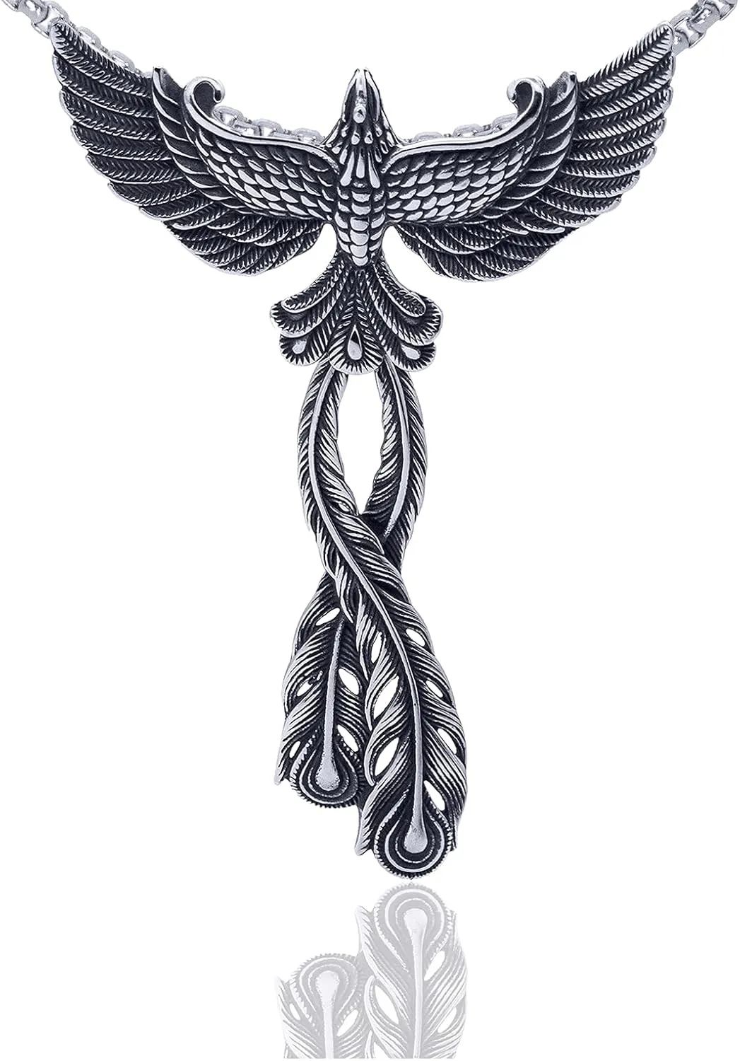 Xusamss Punk Titanium Steel Animal Phoenix Pendant Necklace,24inches Chain