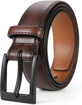 XZQTIV TSA Belt For Men Metal Free Dress Belts Hypoallergenic Leather Belt With Black Buckle Nickle Free