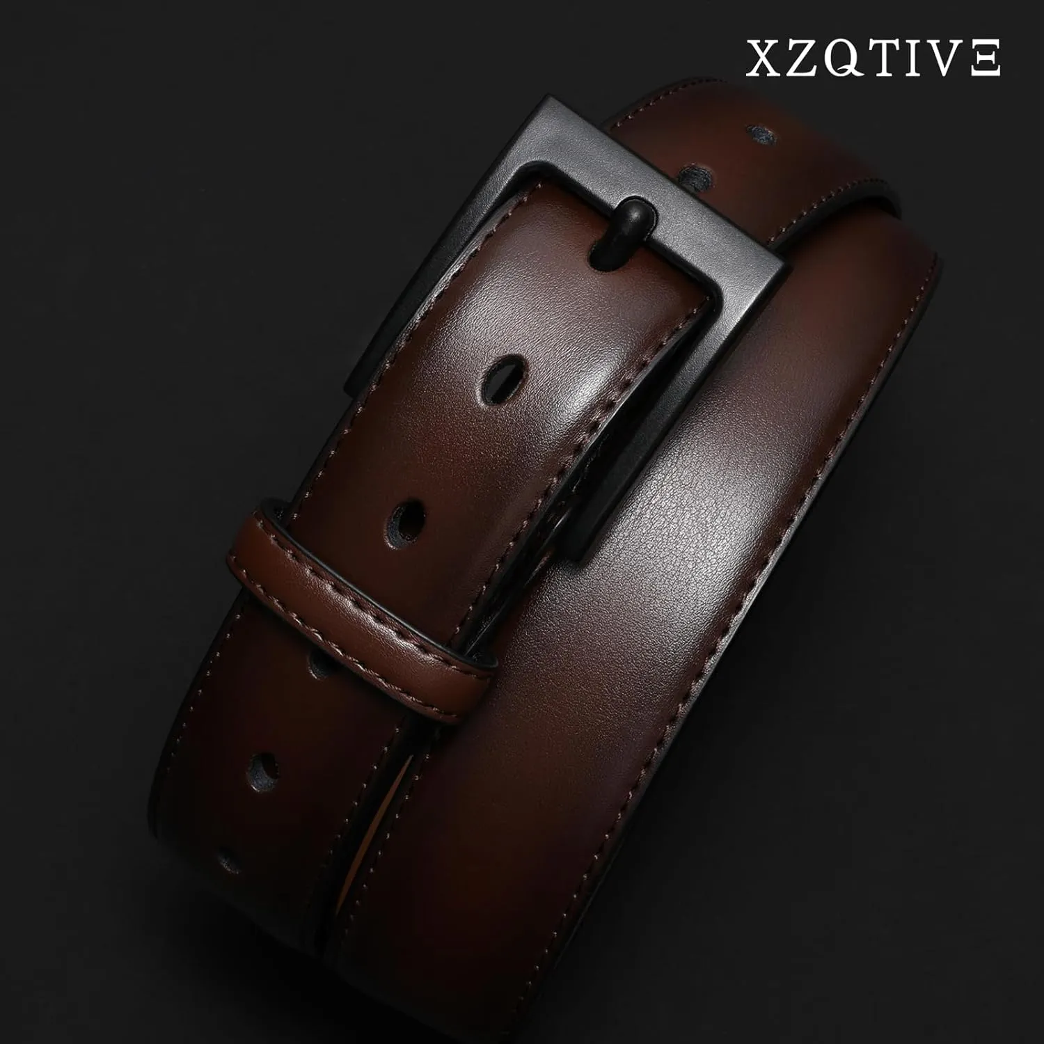 XZQTIV TSA Belt For Men Metal Free Dress Belts Hypoallergenic Leather Belt With Black Buckle Nickle Free